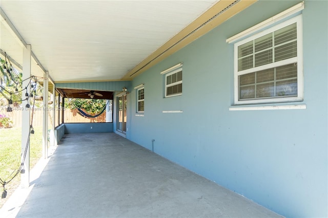 view of patio featuring fence