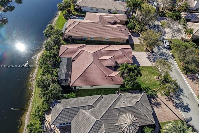 bird's eye view featuring a water view