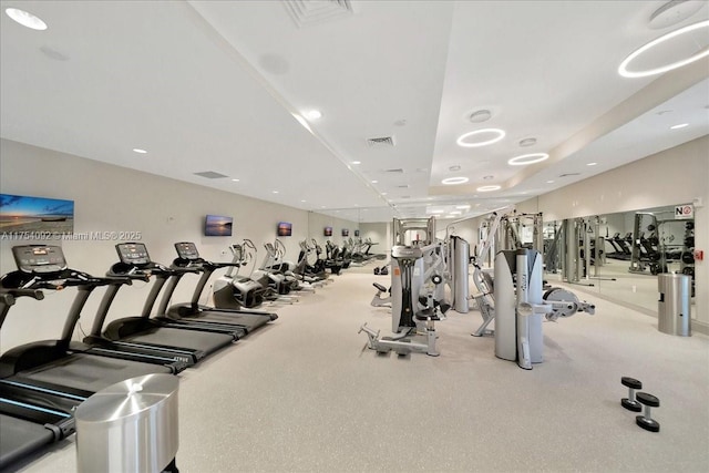 workout area featuring visible vents