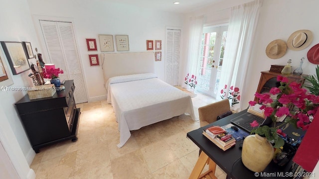 bedroom featuring french doors