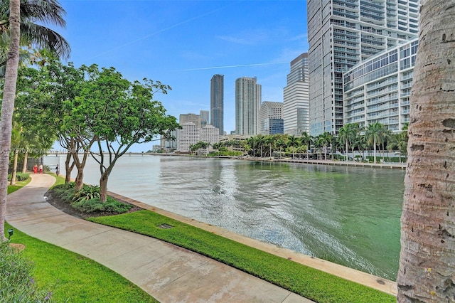 water view with a view of city