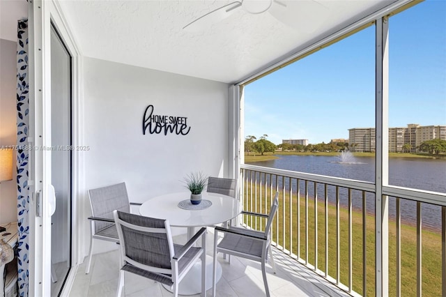 balcony with a water view