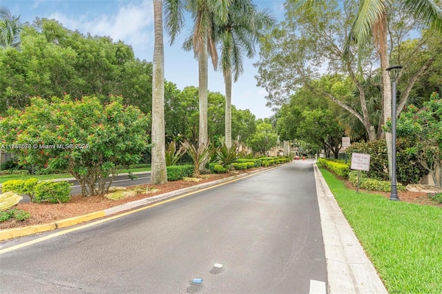 view of street featuring curbs