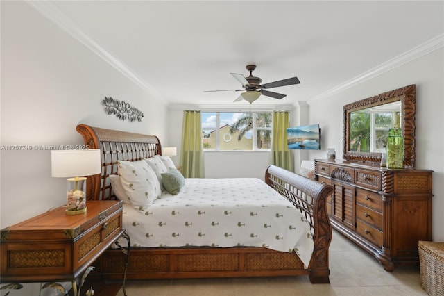 1236 Hillsboro Mile Unit 403, Hillsboro Beach, FL 33062 - bedroom featuring a ceiling fan and crown molding