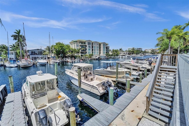 view of dock featuring a water view