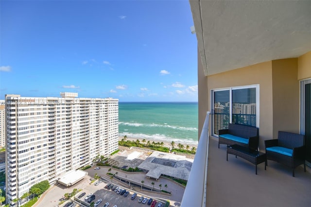 exterior space with a beach view