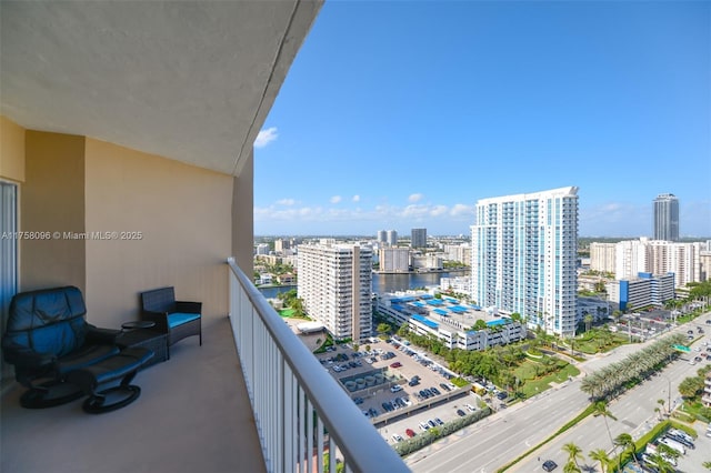 balcony featuring a view of city