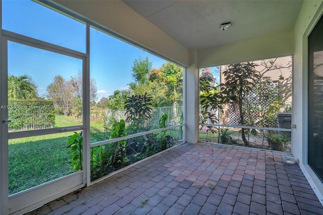 view of unfurnished sunroom