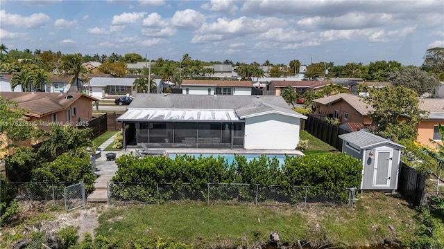 drone / aerial view with a residential view