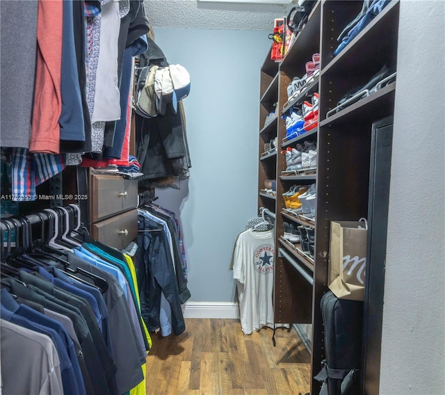 spacious closet featuring wood finished floors