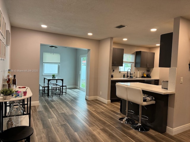 4161 SW 56th Ave, Davie, FL 33314 - kitchen featuring light countertops, a sink, dark wood-style floors, baseboards, and recessed lighting