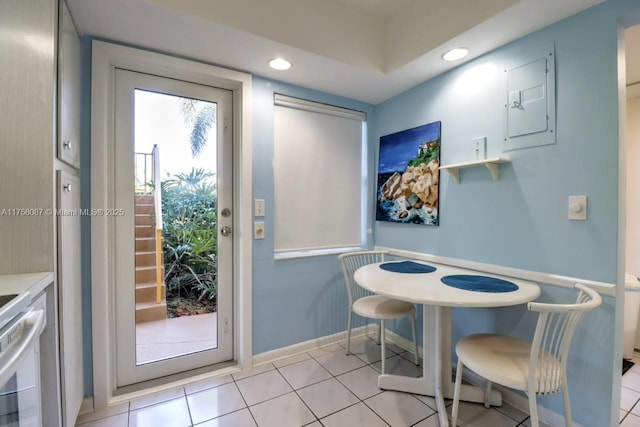 850 NE 12th Ave Unit 210, Hallandale Beach, FL 33009 - dining area with light tile patterned floors, baseboards, and recessed lighting
