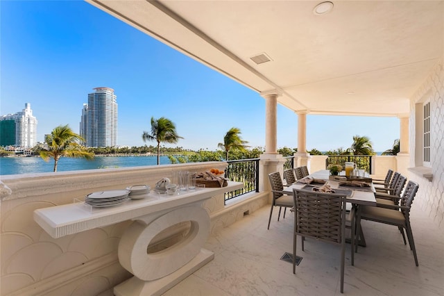 balcony with a water view