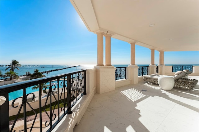 balcony with a water view