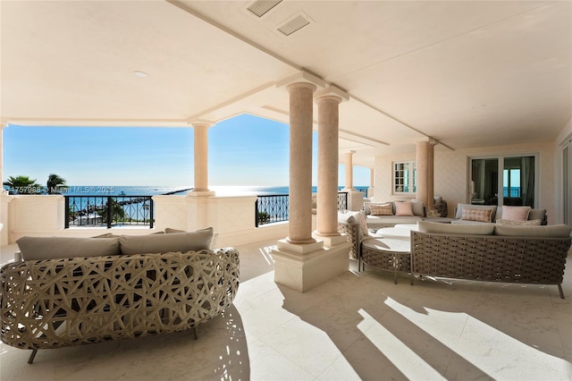 view of patio with visible vents and an outdoor living space