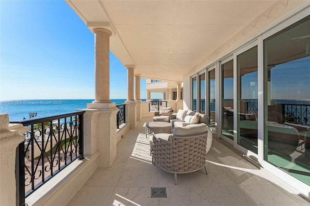 balcony with a water view