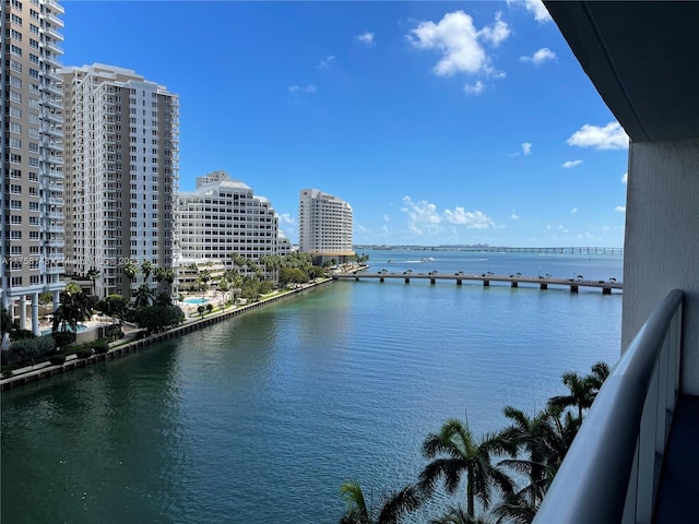 property view of water featuring a city view