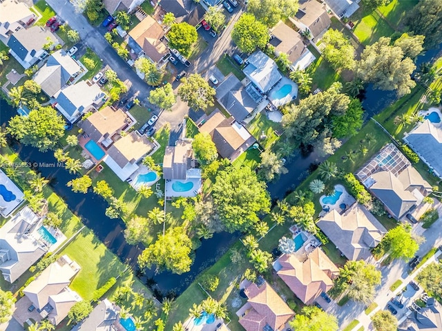 birds eye view of property with a residential view