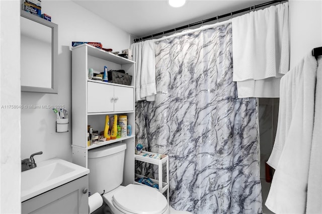 6830 SW 5th Ter, Miami, FL 33144 - bathroom with vanity, toilet, and a shower with curtain