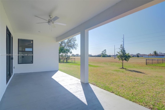 view of patio / terrace featuring a ceiling fan