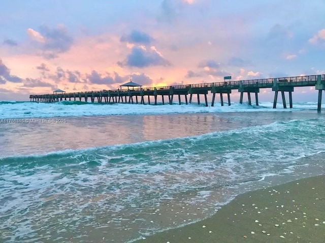 view of water feature featuring a pier