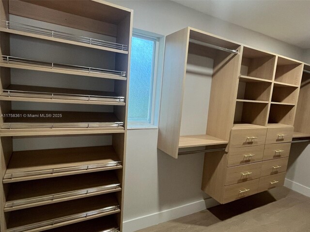 spacious closet with wood finished floors