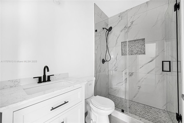 7990 NW 8th Ave, Miami, FL 33150 - bathroom featuring toilet, a marble finish shower, and vanity