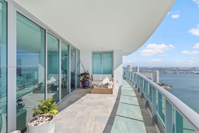 balcony with a water view