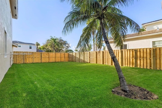 view of yard featuring a fenced backyard