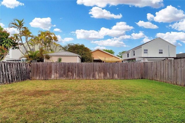 view of yard featuring a fenced backyard