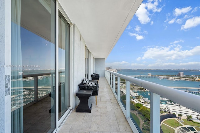 balcony with a water view