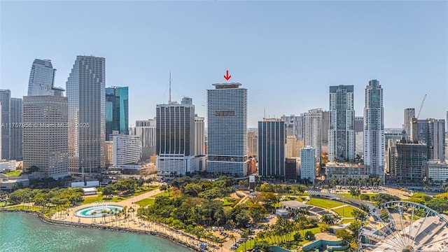 view of city with a water view