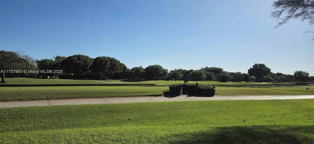 view of property's community featuring a lawn