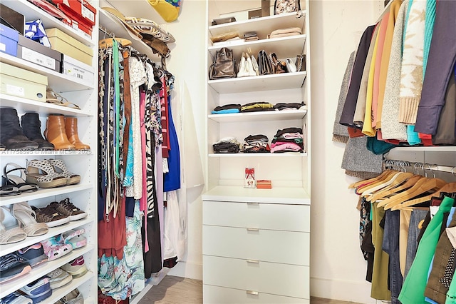 spacious closet featuring wood finished floors