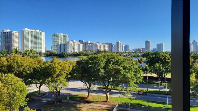 view of property's community featuring a water view and a view of city