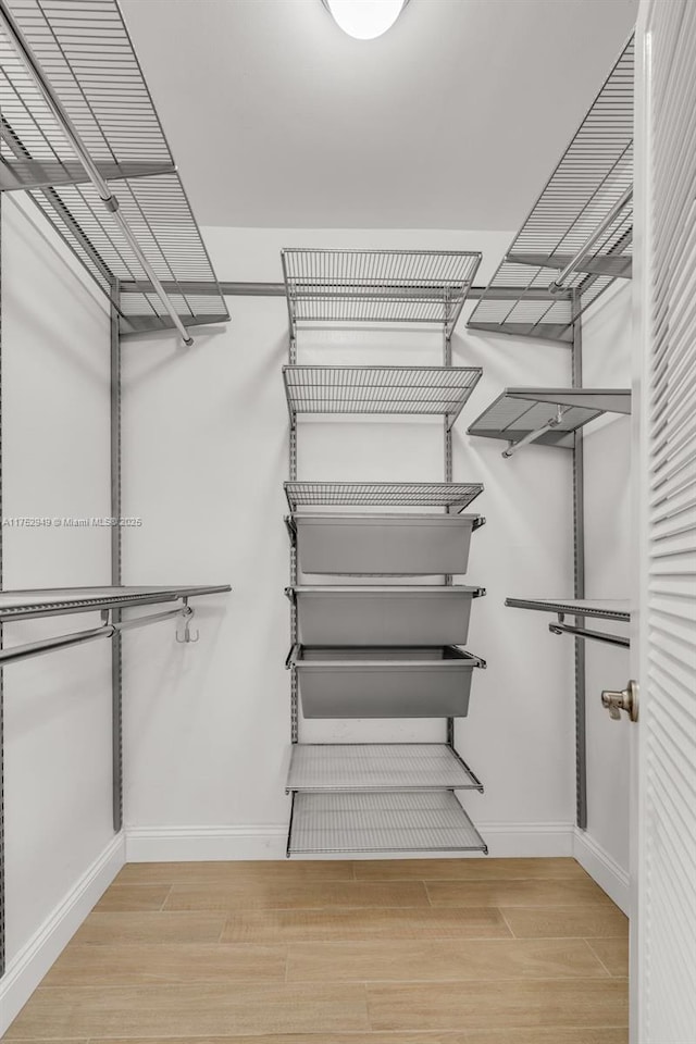 spacious closet featuring wood finished floors