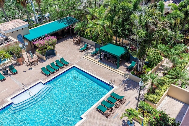 view of pool with a gazebo