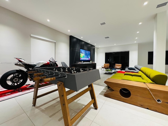 game room featuring recessed lighting and visible vents