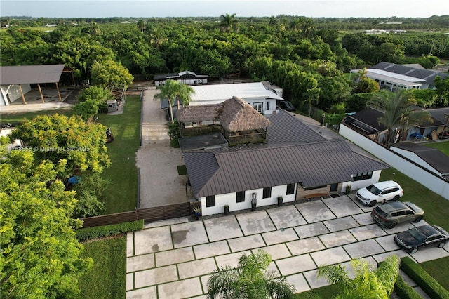 drone / aerial view with a forest view