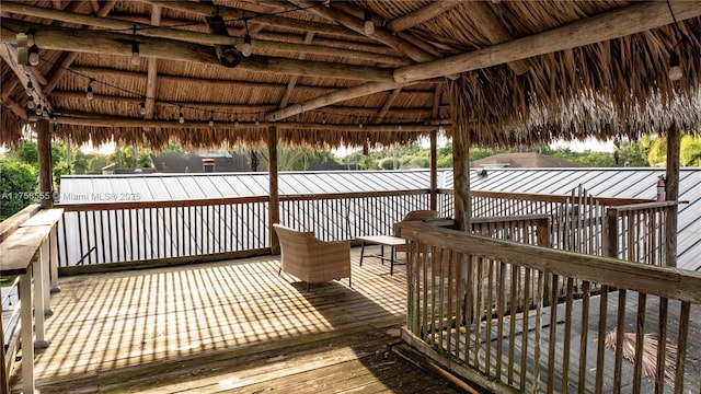 wooden deck with a gazebo