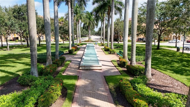 view of property's community featuring a lawn