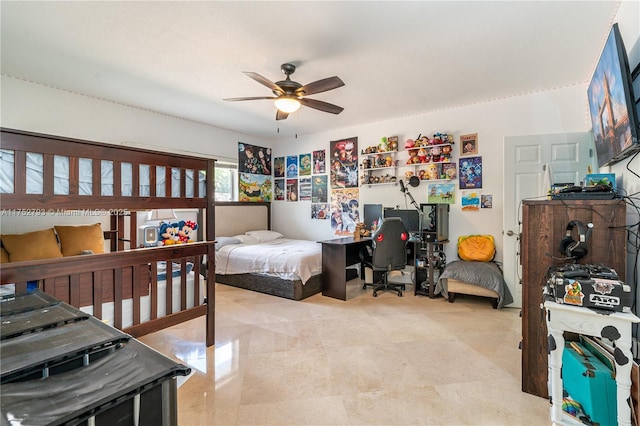 bedroom featuring ceiling fan