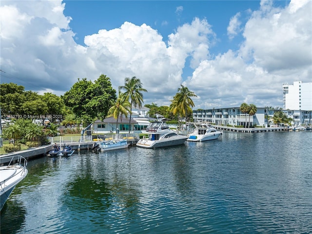 view of water feature featuring a boat dock