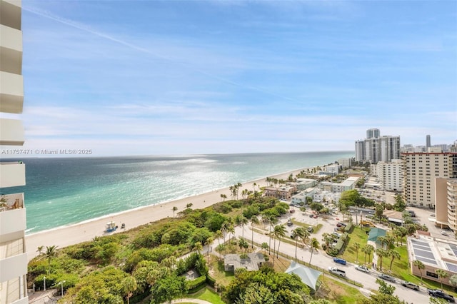 water view featuring a city view and a view of the beach