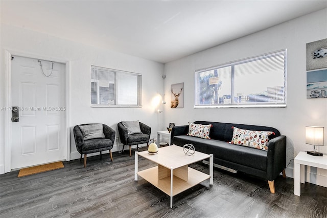 living area with wood finished floors