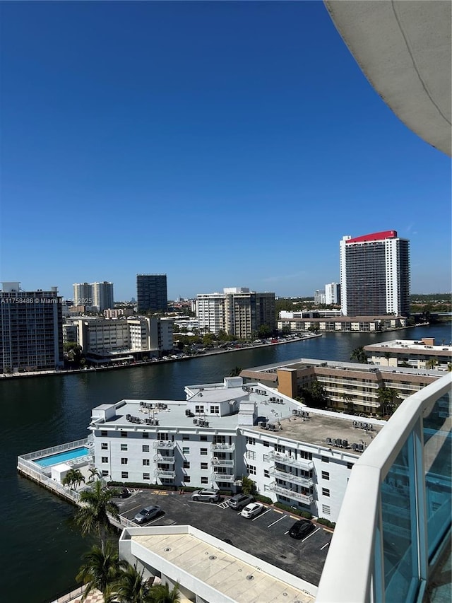 view of water feature featuring a view of city