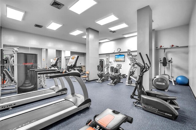 workout area with visible vents