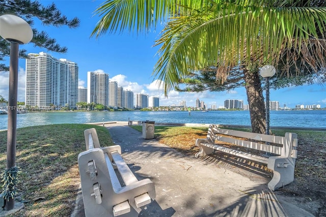 property view of water with a city view