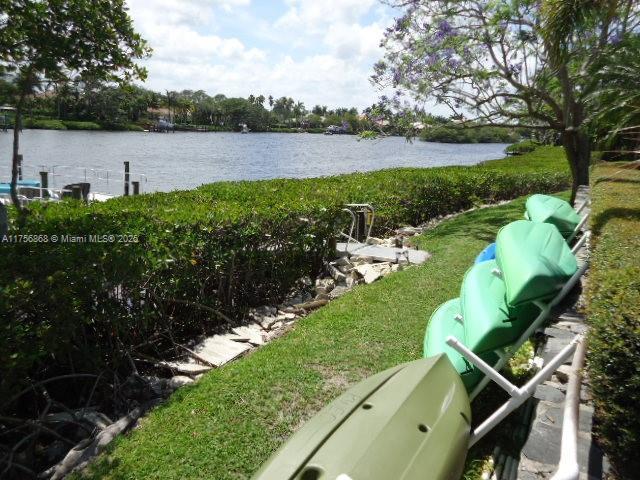 view of yard with a water view