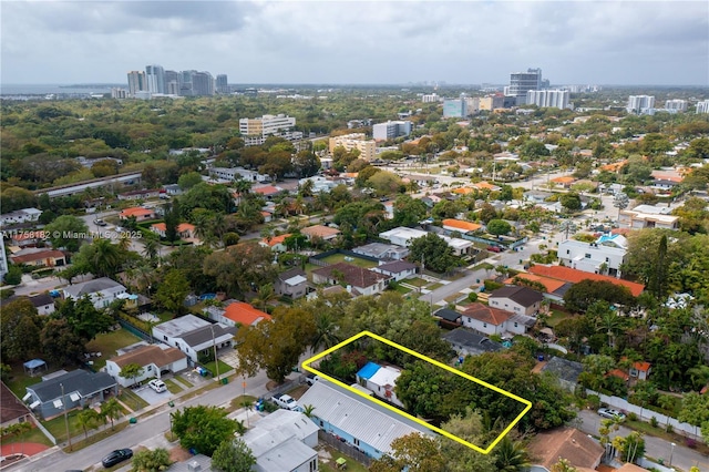 bird's eye view with a city view